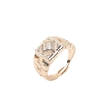 Herrenring vergoldet mit quadratischem Zirkonia-Stein und verstellbarem Ringband - Prinzess-Schliff 3D-Stil (05)