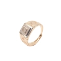 Anillo ajustable para hombre bañado en oro con diseño de correa y circonitas blancas - Abierto Ajustable / Dorado Estilo 05 (H Hueco)