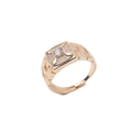 Anello uomo regolabile placcato oro con zirconi micro-incastonati e trama geometrica - Stile Quadrato a Gradini (01)