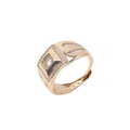 Anello da uomo regolabile placcato oro con faccia quadrata e micro-pavé di zirconi cubici - Stile Svuotato Multi-Diamanti (03)