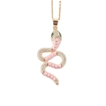 Roze geëmailleerde slangenhalsketting met vergulde afwerking en zirkonia-accenten - Slangenketting set / Roze (01)