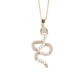 Vergulde slangenketting met wit emaille en sprankelende zirkoniasteentjes - Slangenketting set / Wit (03)