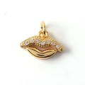 Gold-plated lip pendant with micro-pave cubic zirconia on a white background - Lip Shape (01)