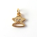 Gold-plated Grogu character charm with sparkling zircon eyes for DIY jewelry making - Alien Creature Shape (04)