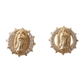 Orecchini a perno Madonna placcati oro con alone di zirconi e design a raggiera - Stile Raggio di Sole con Strass Incastonati (02)