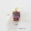 Detailed view of luxury purple crystal pendant with dimensions 1.5cm by 0.9cm - Gold Frame / Purple Rectangle Style (01)