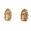 Orecchini a lobo Madonna in finitura dorata con dettagli religiosi in rilievo fine - Stile Rilievo Raggio di Sole (03)