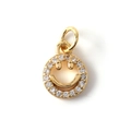 Macro shot of gold plated smiling face pendant with micro paved cubic zirconia stones - Micro-inlaid Ring Smile Shape (10)