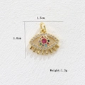 Detailed view of 18k gold heart evil eye pendant with colored zircon inlay and size data - Evil Eye (Gold)