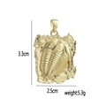 Macro detail of trilobite fossil pendant with 18k gold plating and embossed texture - Trilobite Fossil Shape (02)
