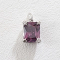 Luxury purple rectangular crystal pendant with silver star accents and zirconia stones - Silver Frame / Purple Rectangle Style (02)