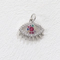 18k gold plated evil eye pendant with colorful gemstones and white zircon inlays - Evil Eye (Silver)