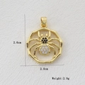 Macro detail of 18k gold plated spider pendant with black and white zircon inlay stones - Octagon Spider Rhinestone Style (9)