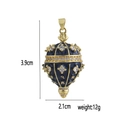 Detail view of Faberge style blue enamel egg pendant with gold lines and dimensions - Latitudinal Egg Style (03)