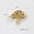 Detailed size view of tree of life pendant with multicolor zircons, 1.7cm x 1.2cm - Tree of Life (Gold)