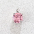 Macro detail of cushion-cut pink gemstone pendant with star-accented silver claw setting - Silver Frame / Pink Cushion Style (04)