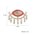 Detail of 18k gold plated evil eye charm with red enamel and white zircon tassels - Red Enamel