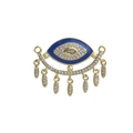 18k gold plated evil eye connector pendant with blue enamel and white zircon tassels - Deep Blue Enamel