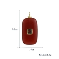 Details des roten Achatanhängers mit Granatinlay zeigt Maße 3,0cm x 1,5cm und Gewicht von 4,4g - Roter Achat Mit Zirkonia