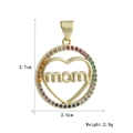 Detailed view of gold mom heart pendant with colorful rainbow zircon stones and dimensions - Rainbow Hollow mom Heart (05)