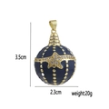 Blauer Emaille-Ei-Anhänger mit goldenen Sternen und Zirkonia, Maße 3,5 cm Höhe gezeigt - Goldener Sternenstil (06)