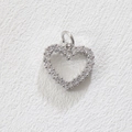 Detail of silver heart pendant with pavé set cubic zirconia and a polished jump ring - Heart (Silver)