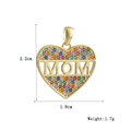 Macro view of gold MOM heart pendant with colorful zircon stones and size measurements - Colored Zirconia MOM Heart (06)