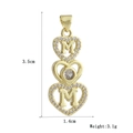Detail view of MOM heart pendant with white zircon inlays and dimensions 3.5cm by 1.4cm - Triple Heart MOM (9)