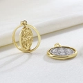 Detailed view of rotating two-tone St. Benedict religious cross pendants in 18k gold plating - St Benedict Medal Rotatable Bi-color Style (06)