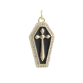 Gothic coffin pendant with black enamel gold cross and crystal halo detail - Black Enamel Cross Coffin (13)