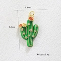 Detail of green enamel cactus charm with white crystals and gold plating, 3.0cm height - Green Cactus Style (01)