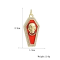 Golden coffin pendant with red enamel, skull detail, and zircons including dimensions - Red Enamel Skull Coffin (14)