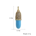 Detail of 18k gold capsule pendant with micro-inlaid crystals and blue enamel finish - Full Rhinestone Sky Blue Style (10)