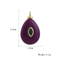 Lila Anhänger in Tropfenform mit grünem Stein und goldenem Rand, 2.5cm groß - Lila Jade
