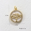 Detailed view of Tree of Life gold pendant with crystal rim measuring 2.2cm x 1.6cm - Gold Tree Of Life Style (04)