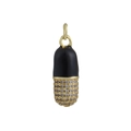 18k gold plated capsule pendant featuring black enamel and micro-set sparkling crystals - Deep Black Enamel Style (03)