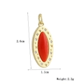 Detail view of gold oval pendant with red marquise stone and star engraving dimensions - Oval Red Stone (19)