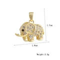 Disegno tecnico di un ciondolo a forma di elefante dorato con zirconi, misura 1,7 x 1,8 cm - Forma di Elefante in Pavé di Zirconia Oro