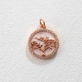 Macro shot of rose gold Tree of Life pendant with pink enamel and sparkling crystals - Rose Gold Tree Of Life Style (06)