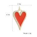 Detailed dimensions of 18k gold heart pendant with red enamel and pavé zirconia - Rhinestone Red Heart (03)