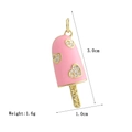 Close-up of pink enamel popsicle pendant with zircon hearts and happy engraving - Pink Ice Cream (20)