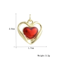 Detail view of 18k gold plated heart pendant with red enamel inlay and size measurements - Hollow Layered Heart (04)