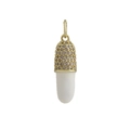 Macro detail of 18k gold plated capsule pendant with white enamel and pavé crystals - Rhinestone Inlaid Pure White Style (11)