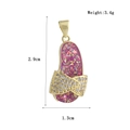 Ciondolo a infradito dorato con pietre viola, altezza 2,9cm e larghezza 1,3cm - Forma di Pantofola Oro Viola