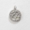 Detailed view of Tree of Life pendant with cubic zirconia inlay and white enamel - Silver Enamel Tree Of Life Style (8)