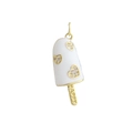 Detail of ice cream charm with white enamel, heart zircons and HAPPY engraving - White Ice Cream (22)