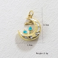 Macro detail of moon and castle pendant with blue enamel and star 2.3cm height - Moon Castle Style (10)