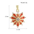 Detail view of 18k gold plated heart pendant with red enamel and dimension markings - Radiant Rhinestone Heart (9)