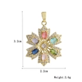 Ciondolo a fiore in oro 18k con gemme arcobaleno e indicazioni sulle dimensioni - Stile Petalo a Sei Colori (02)
