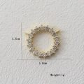 Detail of round gold pendant with white zircons showing 1.5cm diameter and 1g weight - Round Connector Style (13)